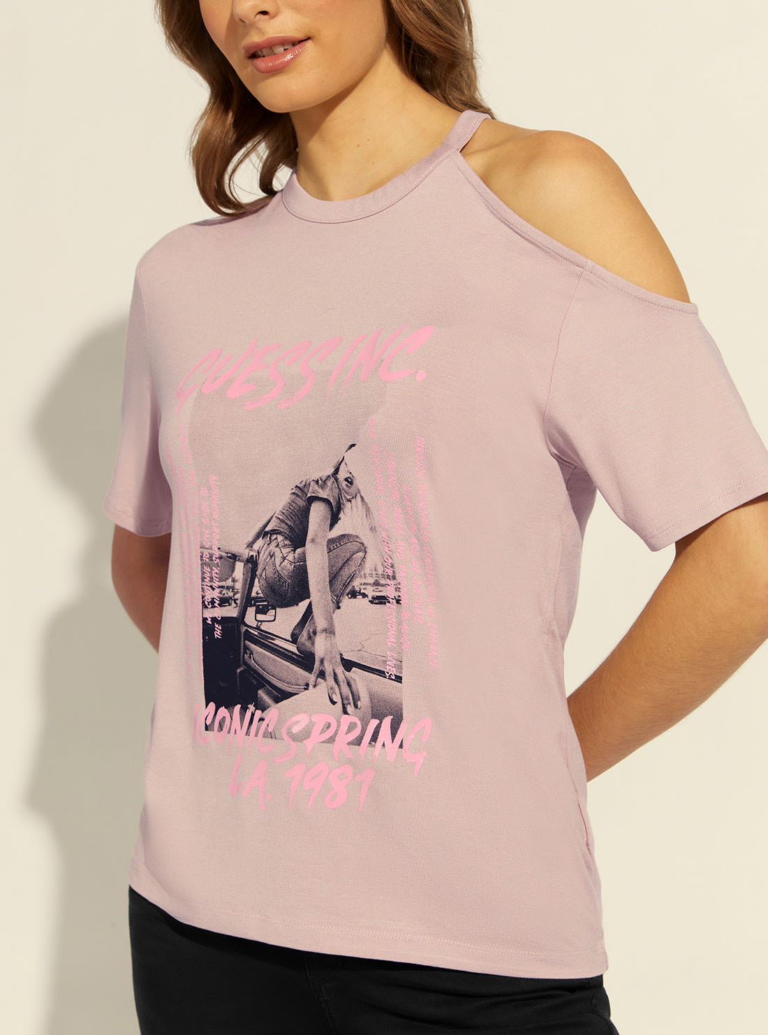 GUESS Womens Pink Iconic Spring Eulalie T-Shirt W2RI15K68D2 Detail View