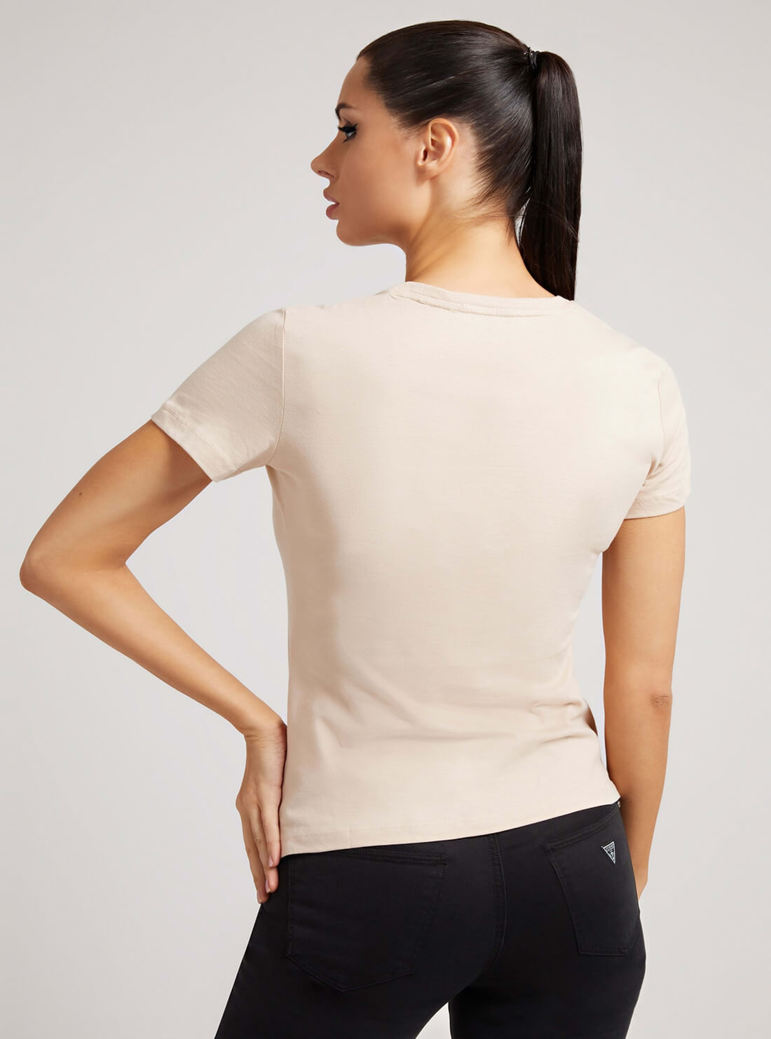 GUESS Womens Eco Beige Icon Logo T-Shirt W2GI02I3Z11 Back View
