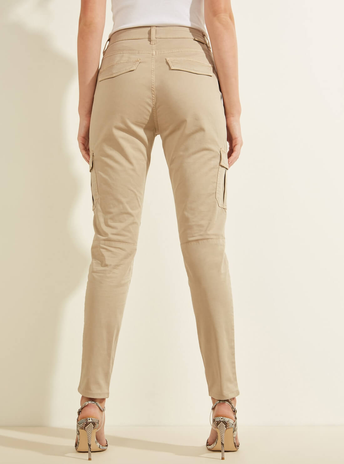 GUESS Womens Beige Sexy Cargo Pants W2RB0FWDPA4 Back View