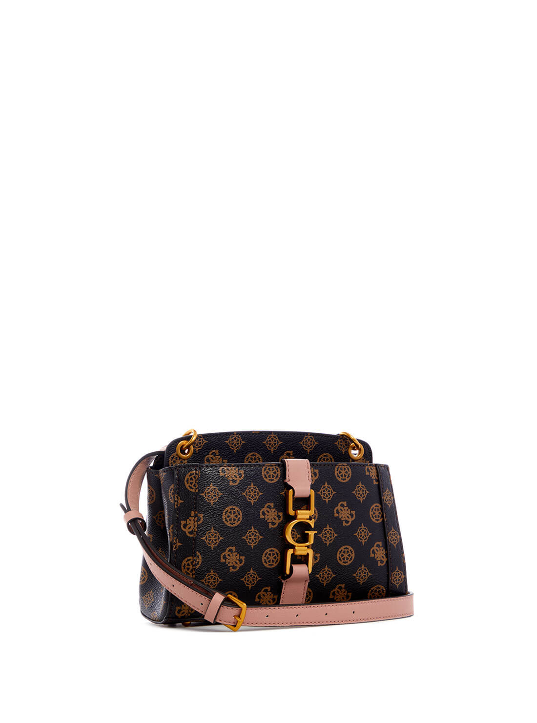 GUESS Womens  Black Pink Multi Briana Logo Society Crossbody Bag PA848914 Front Side View