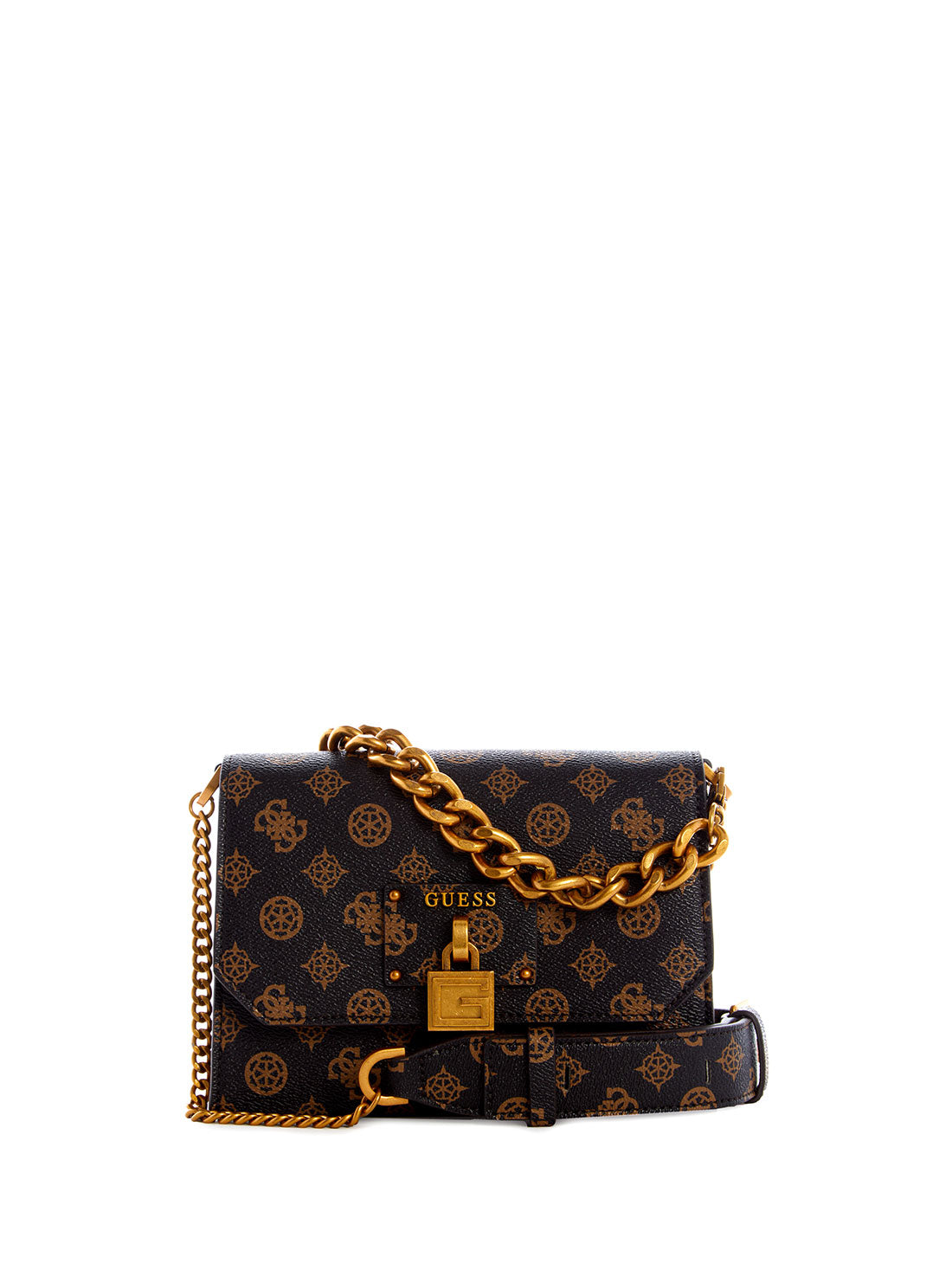 GUESS Womens Mocha Centre Stage Crossbody Bag PB850478 Front View