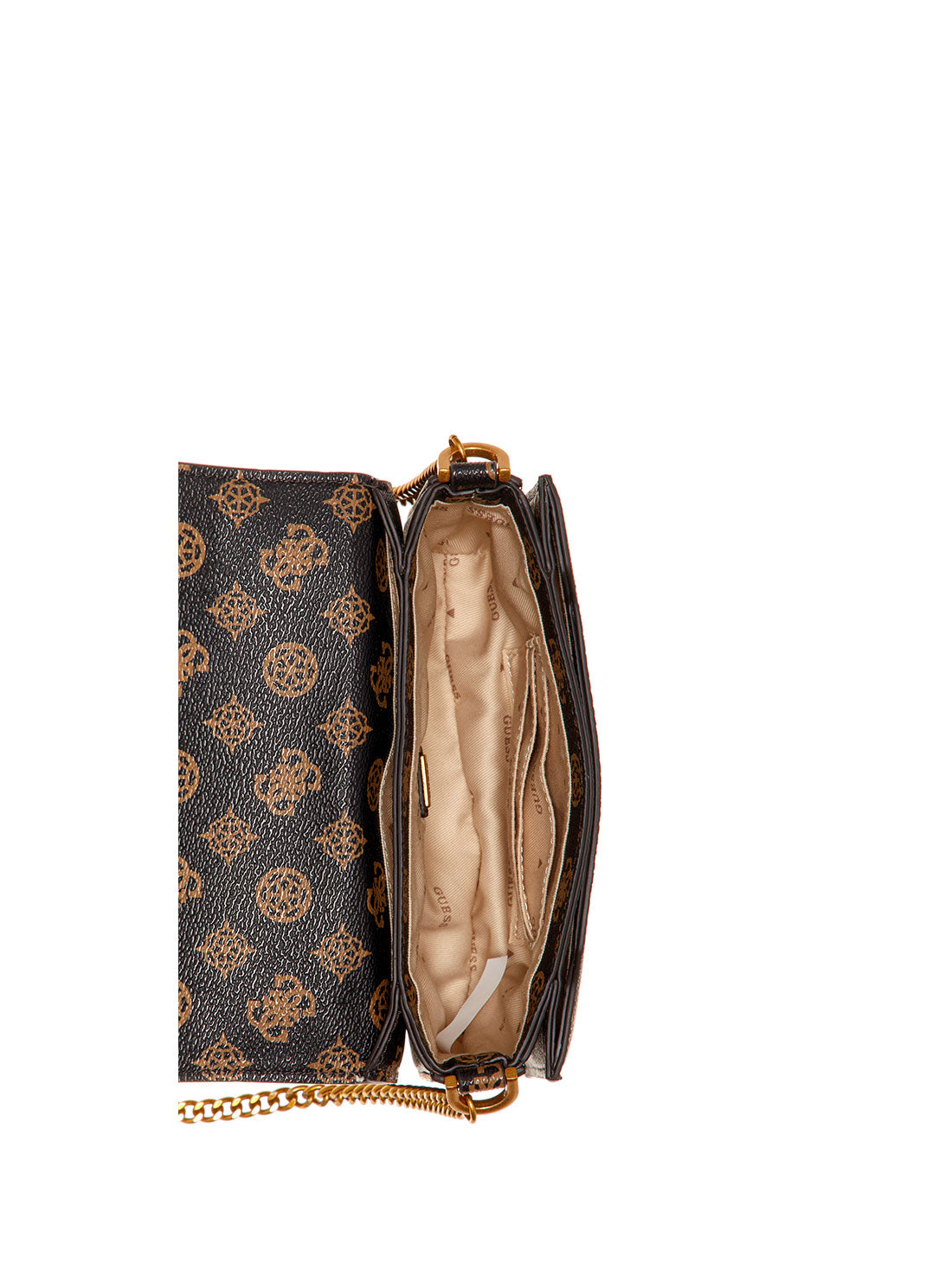 GUESS Womens Mocha Centre Stage Crossbody Bag PB850478 Inside View