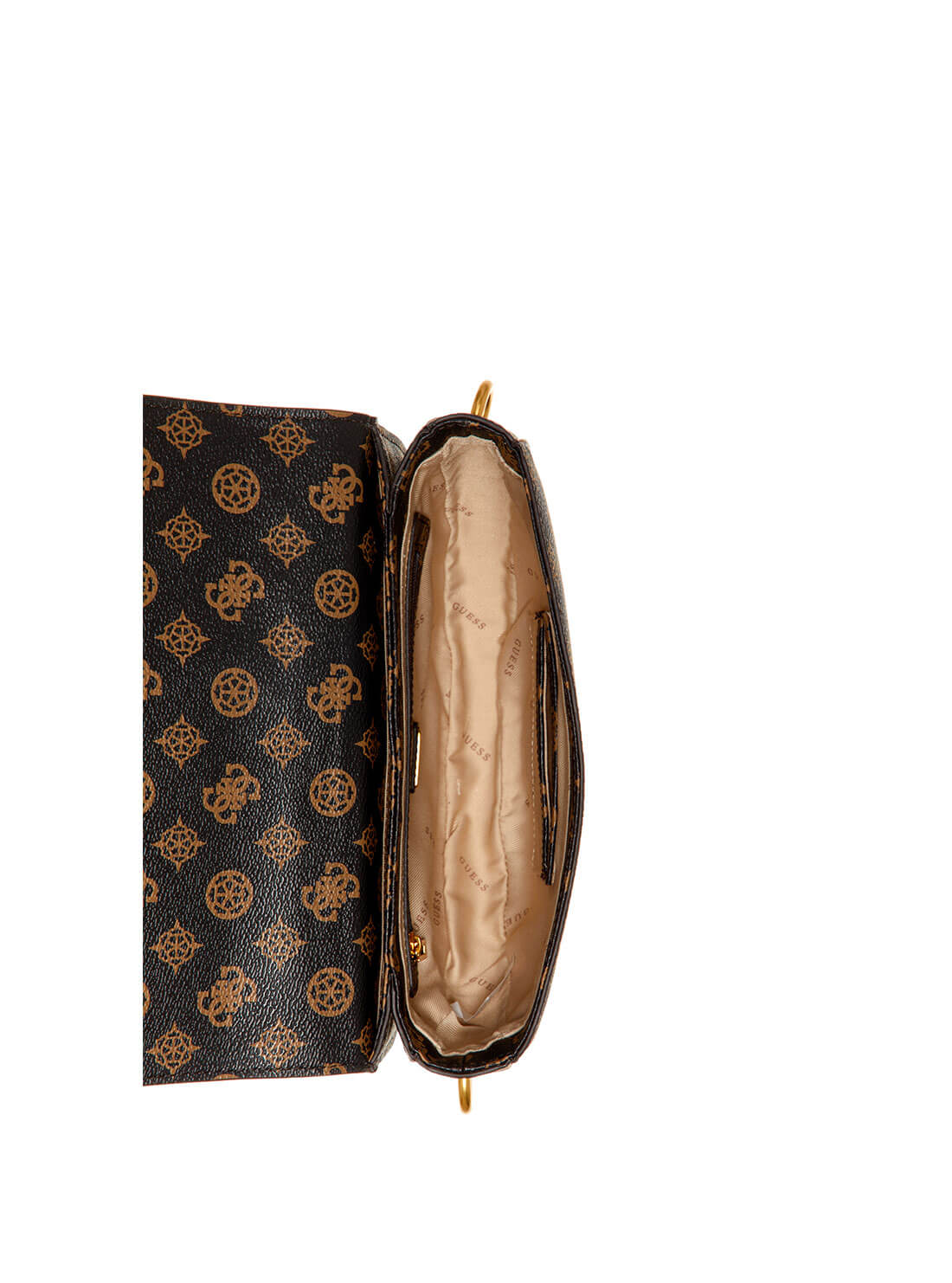 GUESS Womens Black Brown Danna Logo Saddle Bag PA842019 Inside View
