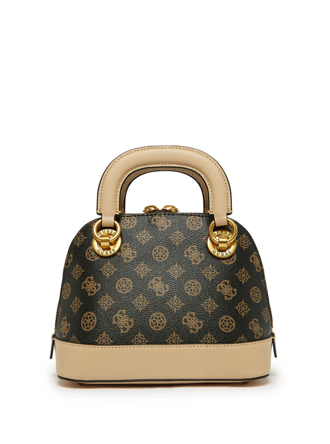 GUESS Womens Brown Multi Logo Cathleen Small Dome Satchel PV773705 Back View