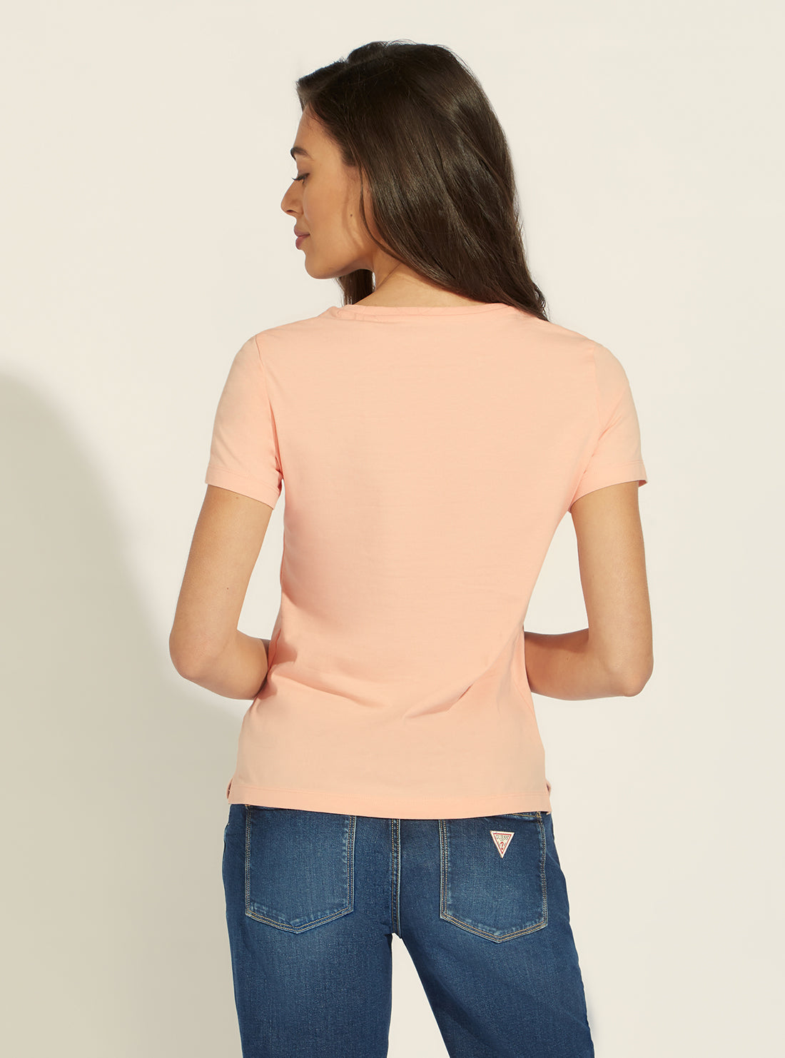 GUESS Womens Eco Peach Icon Logo T-Shirt W2GI02I3Z11 Back View