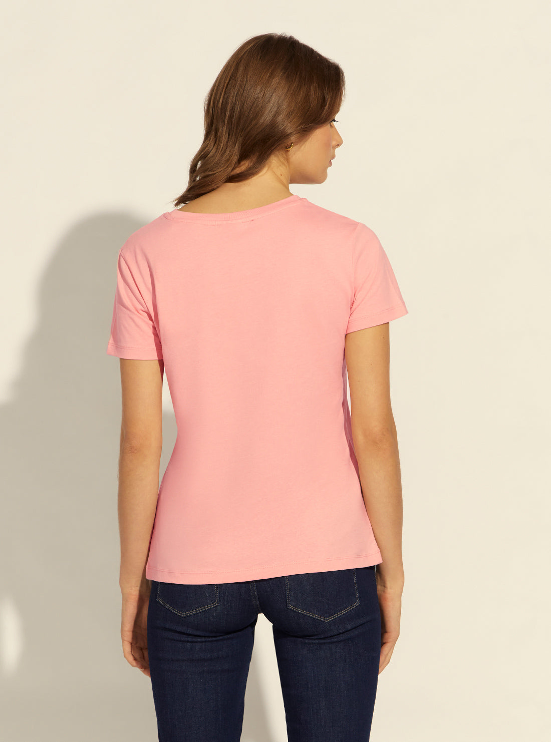 GUESS Womens  Blush Pink Anne Logo T-Shirt V2RI11I3Z11 Back View