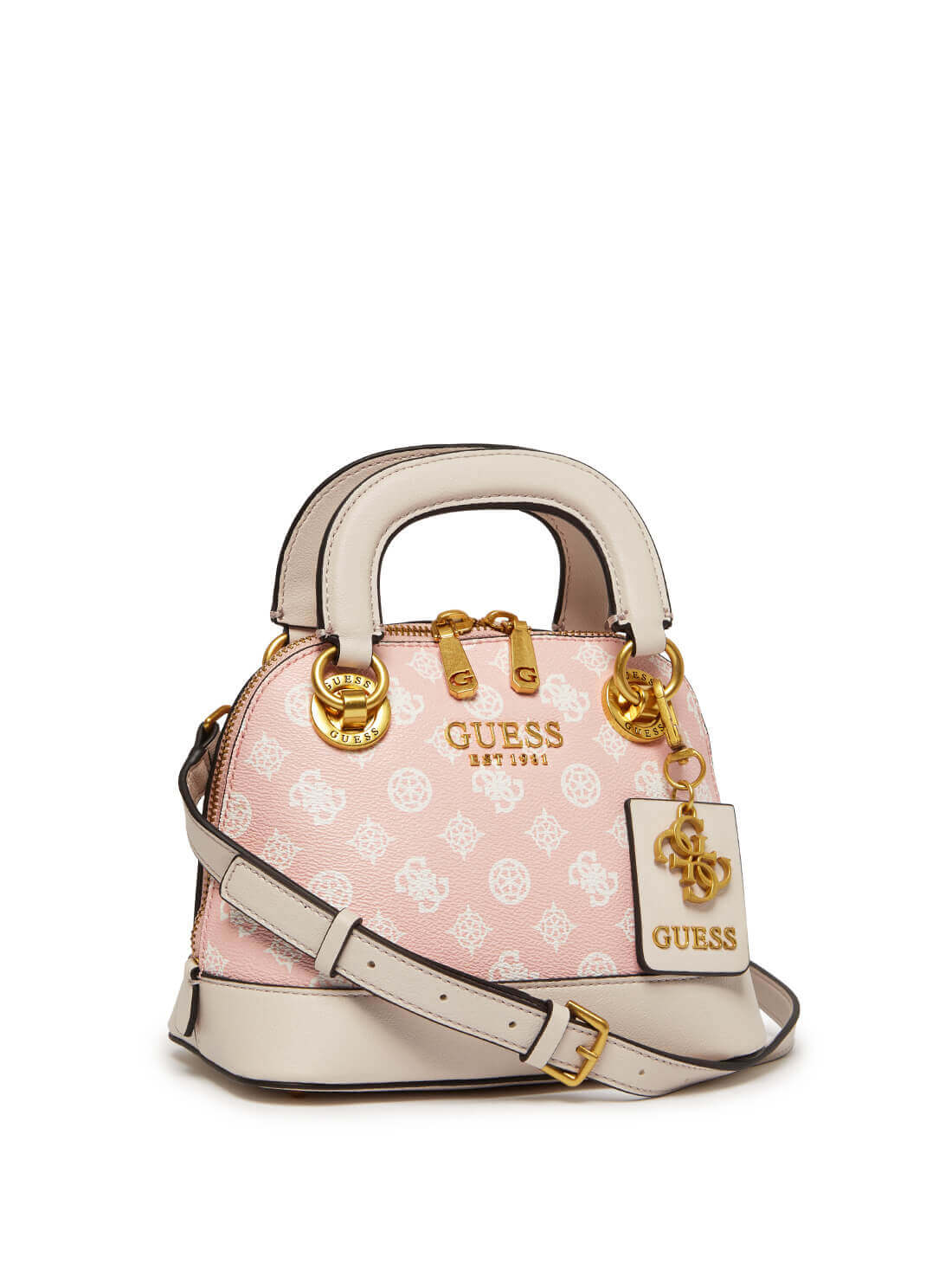 GUESS Womens  Pink Cathleen Logo Small Dome Satchel PA773705 Front Side View