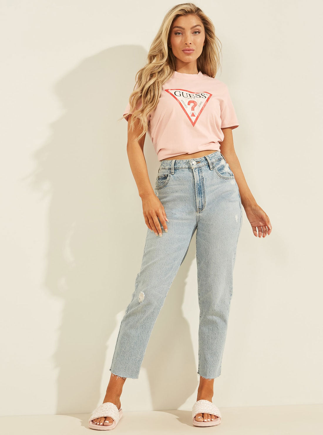 GUESS Womens Eco Pink Classic Logo T-Shirt W93I0RR9I60 Full View