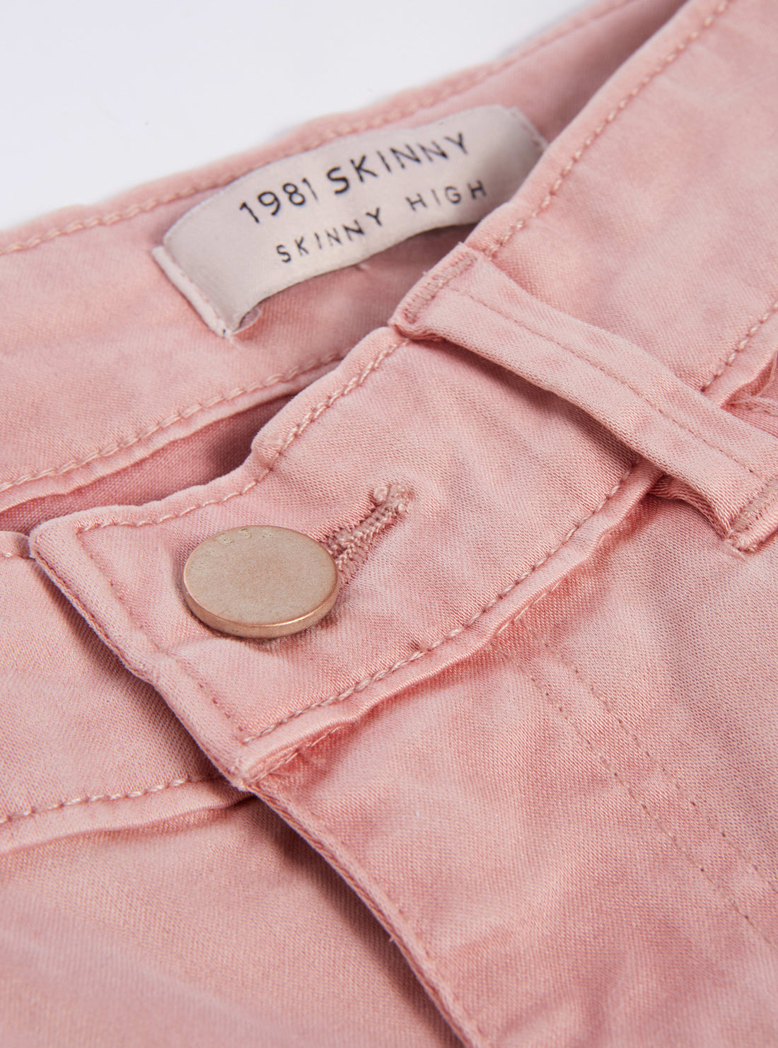 GUESS Womens High-Rise 1981 Satin Skinny Denim Jeans In Pink W2RA46W93CE Front Detail  View