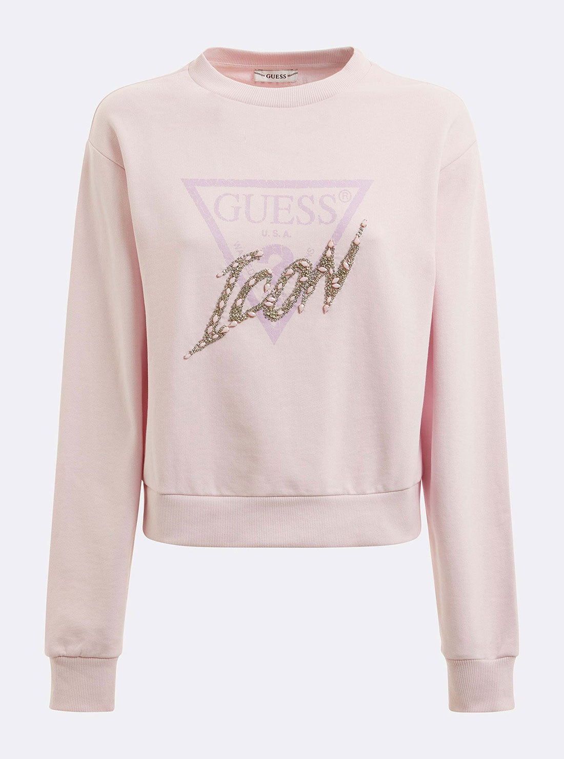 GUESS Womens Pink Icon Logo Jumper W2GQ07KB680 Ghost View