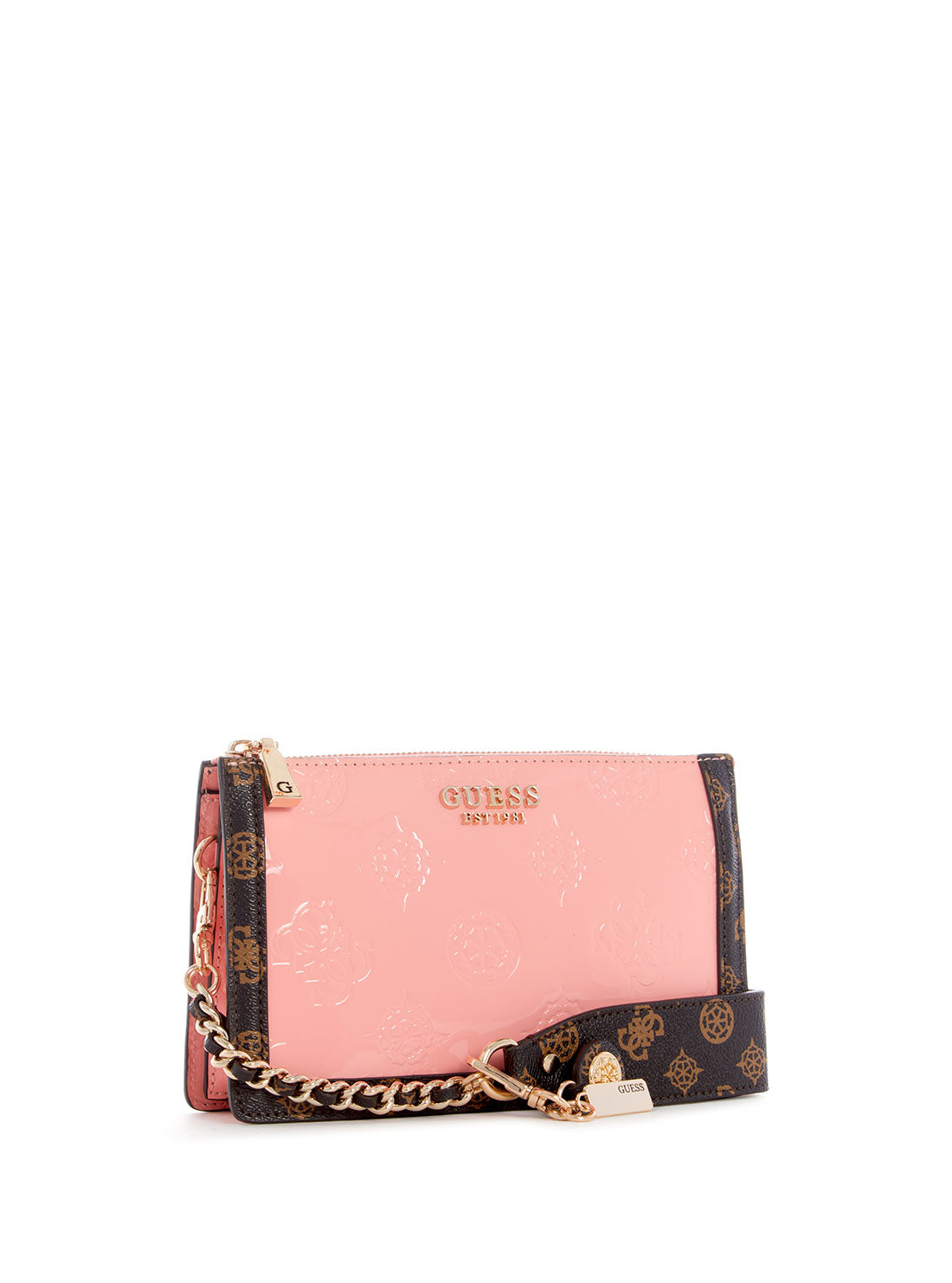 GUESS Womens Pink Logo Abey Multi Compartment Shoulder Bag AG855872 Front Side View