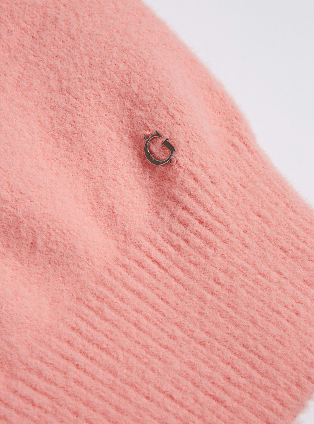GUESS Womens Blush Pink Maddie Knit Cardigan W2RR16Z2YA0 Logo Detail View