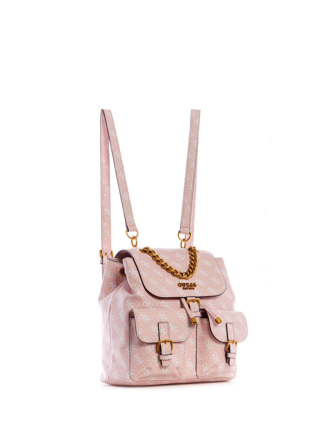 GUESS Womens Pink No Limit Logo Backpack SB848632 Front Side View