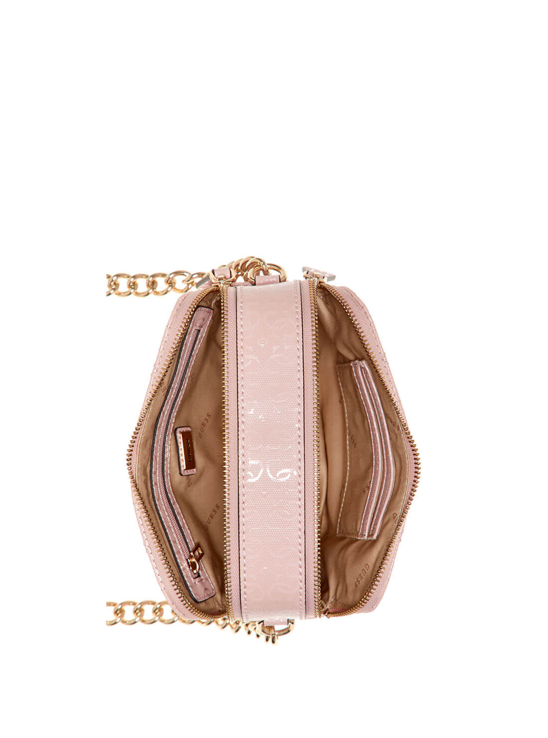 GUESS Womens Pink Noelle Quilted Crossbody Camera Bag GS787914 Inside View