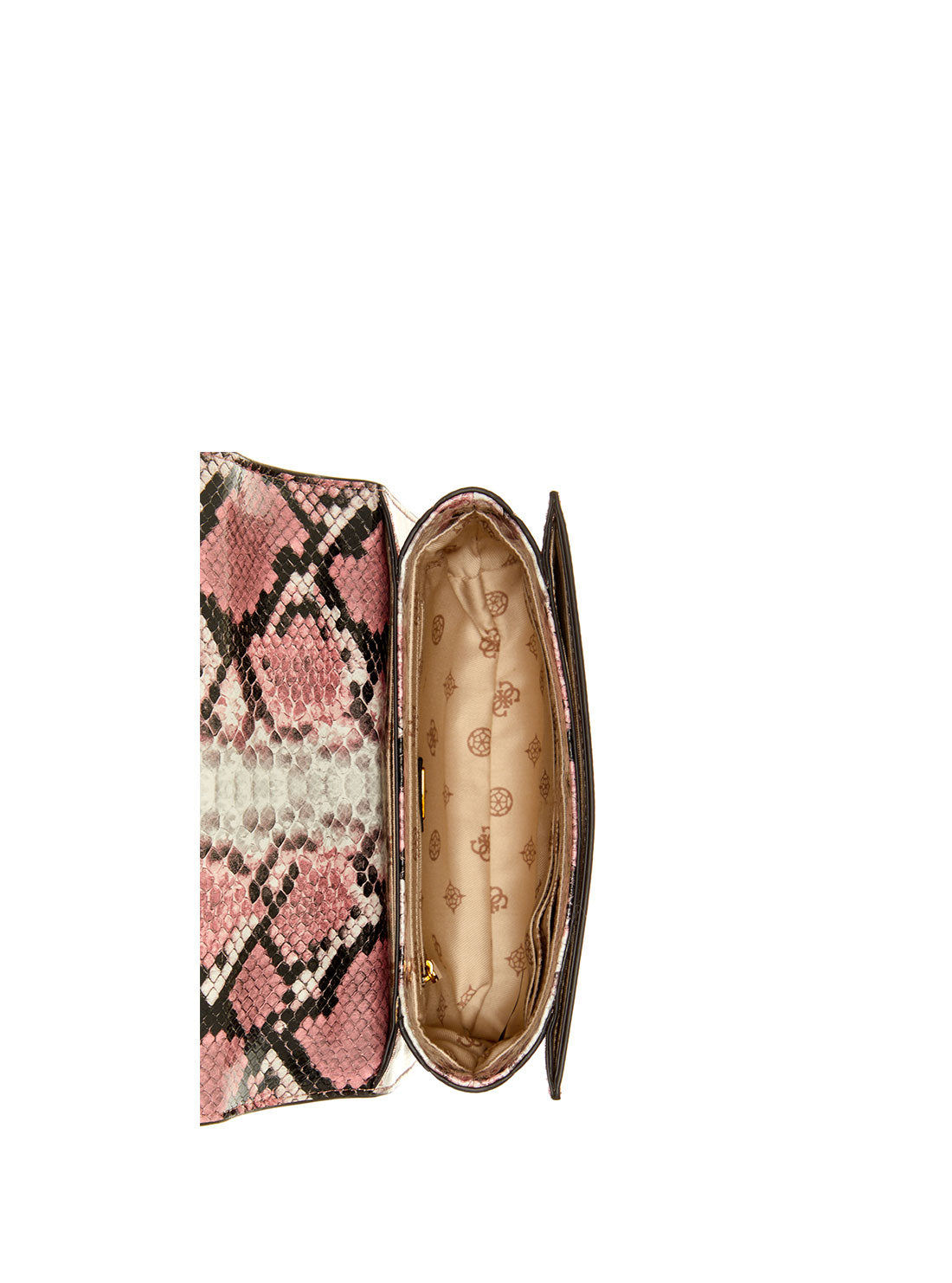 GUESS Womens Pink Python Abey Crossbody Bag Back View