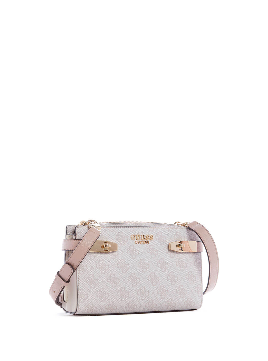 GUESS Womens Pink Zadie Logo Elite Crossbody Bag SG839672 Front Side View
