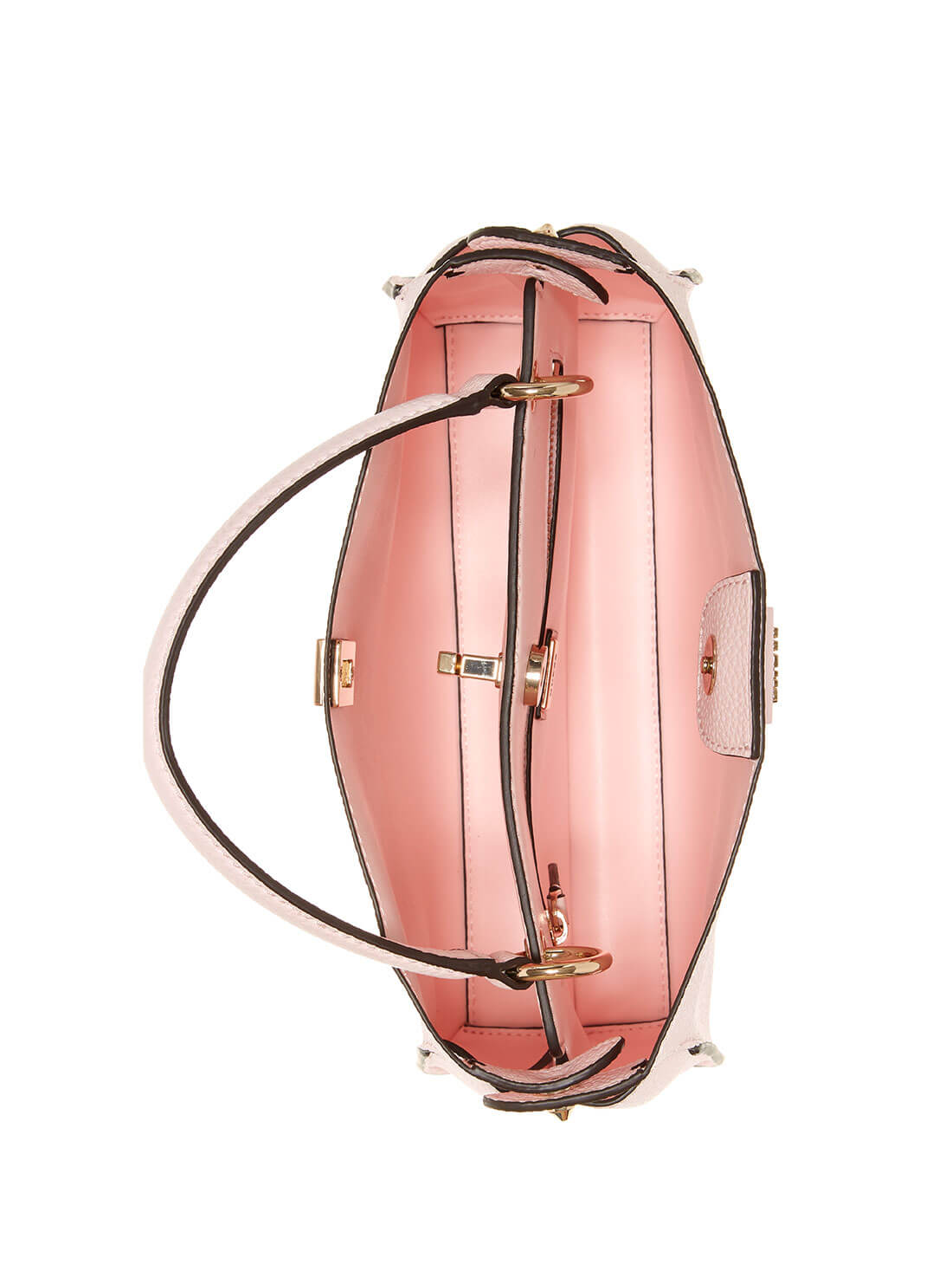 GUESS Womens Powder Pink Downtown Chic Turnlock Satchel VG838505 Inside View