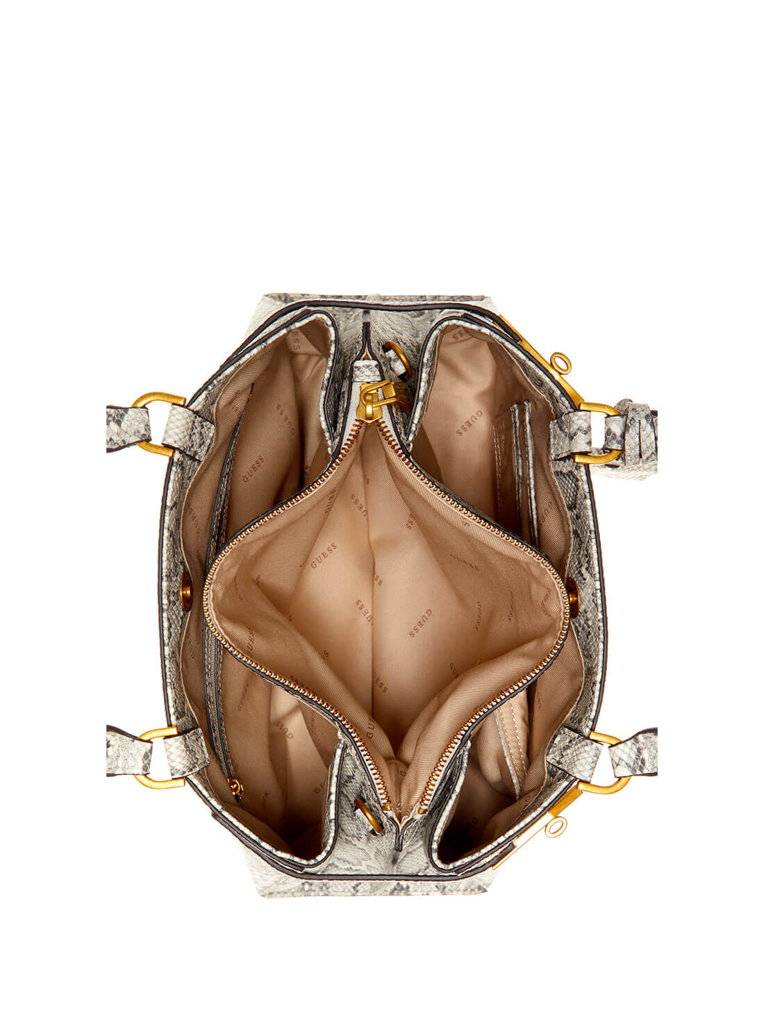 GUESS Womens  Python Zadie Girlfriend Satchel KA839606 Inside View