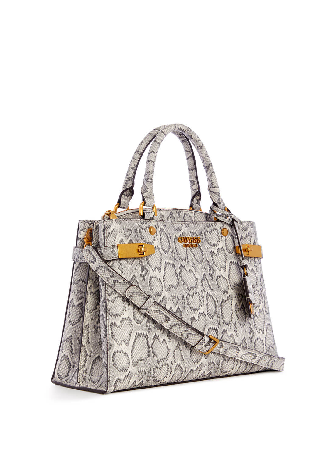 GUESS Womens  Python Zadie Girlfriend Satchel KA839606 Front Side View