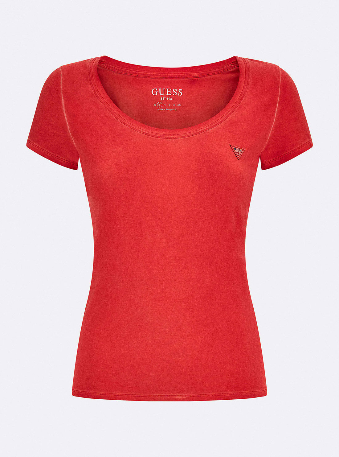 GUESS Womens Eco Red Guess Scoop Neck Logo T-Shirt W2GI52KA0Q1 Ghost Front View