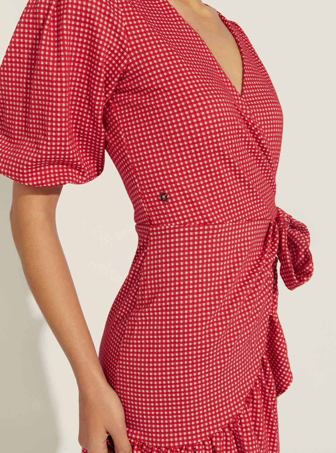 GUESS Womens Red Zama Mini Dress W2GK65KB450 Side Detail View