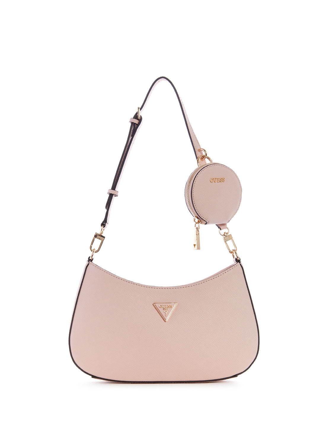 GUESS Womens Rose Pink Alexie Shoulder Bag VG841618 Front View