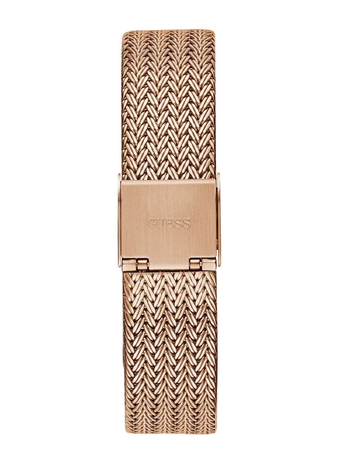 GUESS Womens Rose Gold Soiree Mesh Watch Back View