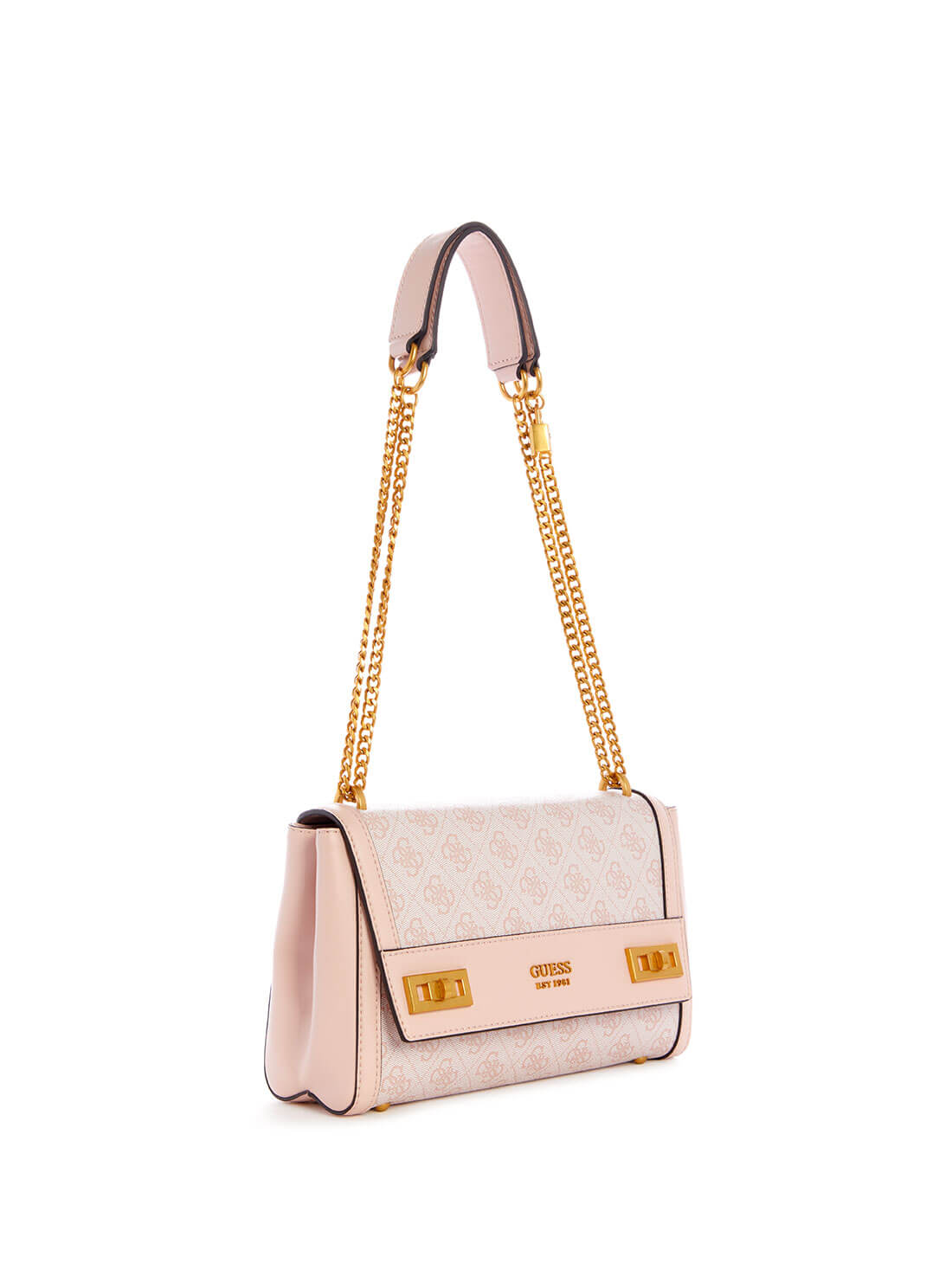GUESS Womens Rose Pink Katey Logo Shoulder Bag XA787019 Side View
