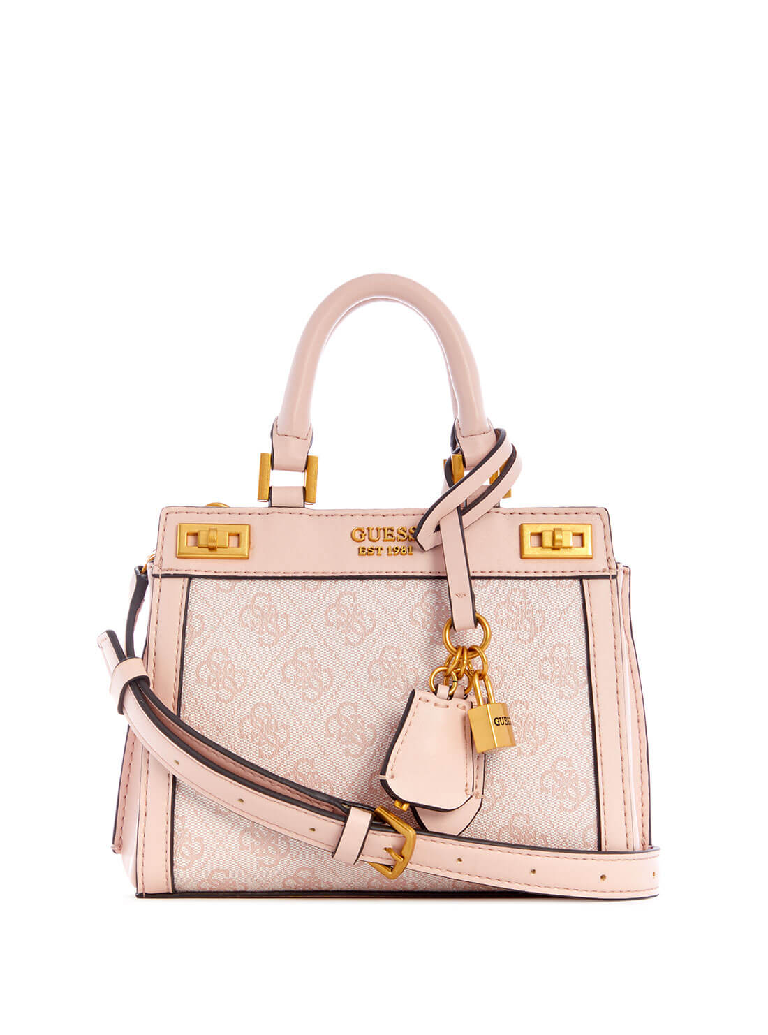 GUESS Womens Rose Pink Katey Quattro G Mini Satchel XA787073 Front View