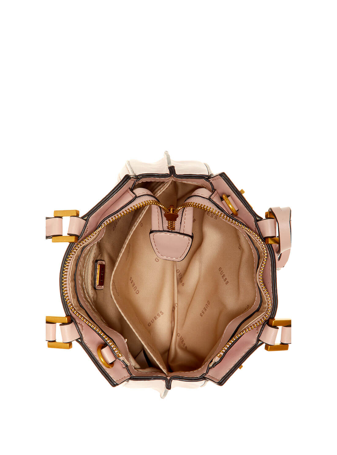 GUESS Womens Rose Pink Katey Quattro G Mini Satchel XA787073 Inside View