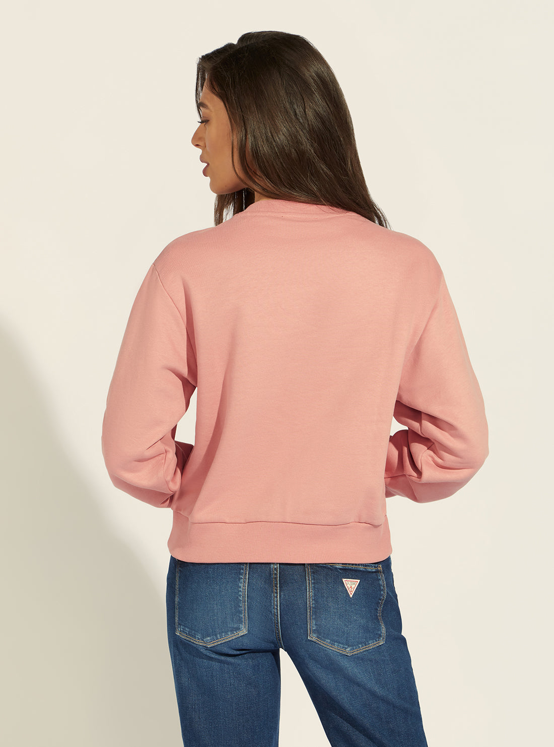 GUESS Womens Pink Zhana Metallic Logo Jumper W2GQ11K68I0 Back View