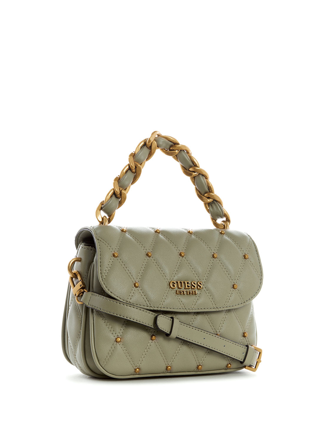 GUESS Womens Sage Triana Studded Shoulder Bag QS855319 Front Side View