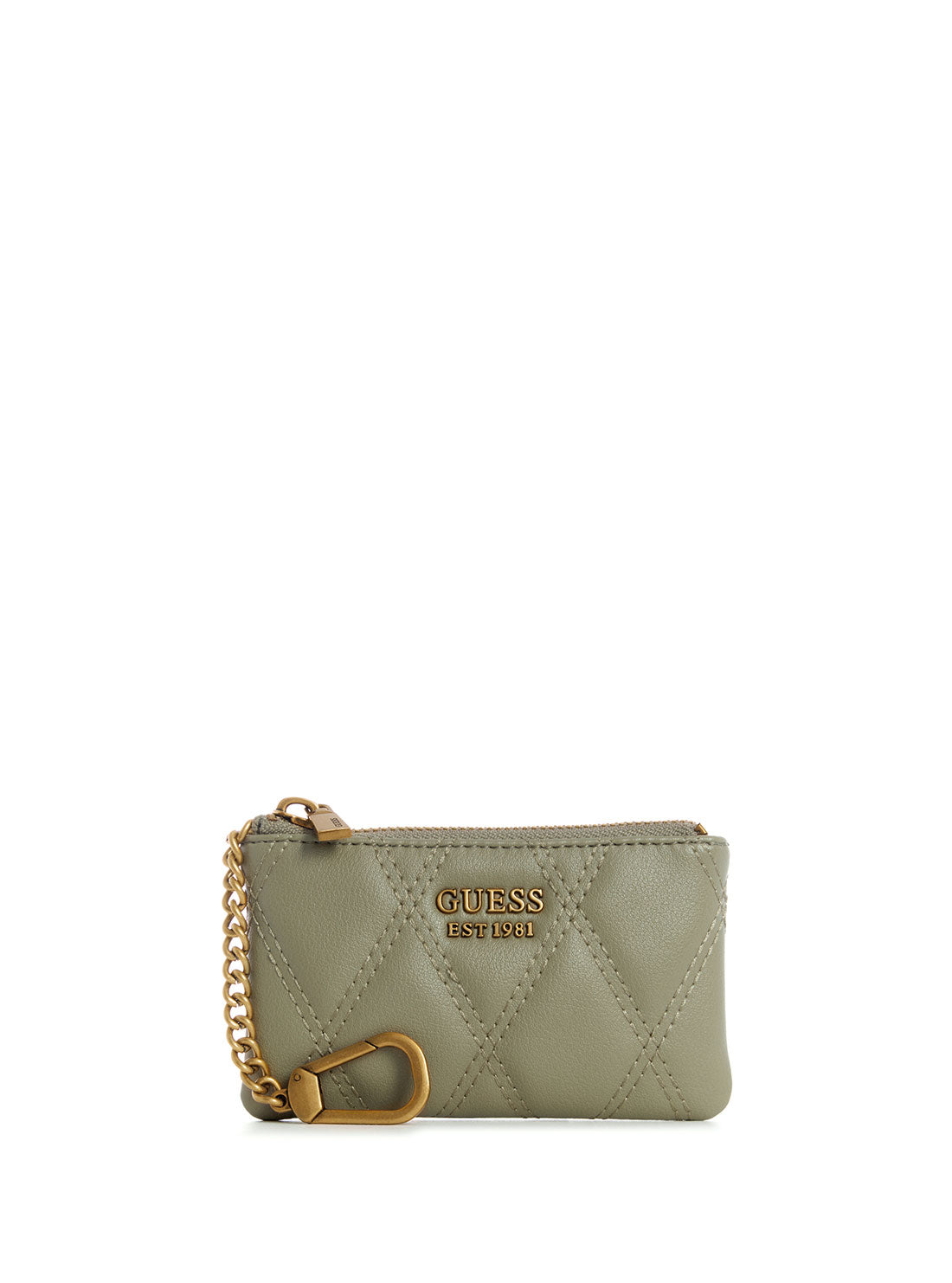 GUESS Womens Sage Green Triana Zip Pouch QS855334 Front View