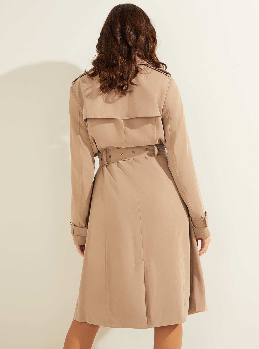 GUESS Womens Sand Tan Gemma Trench Coat W2RL02WE0K0 Back View