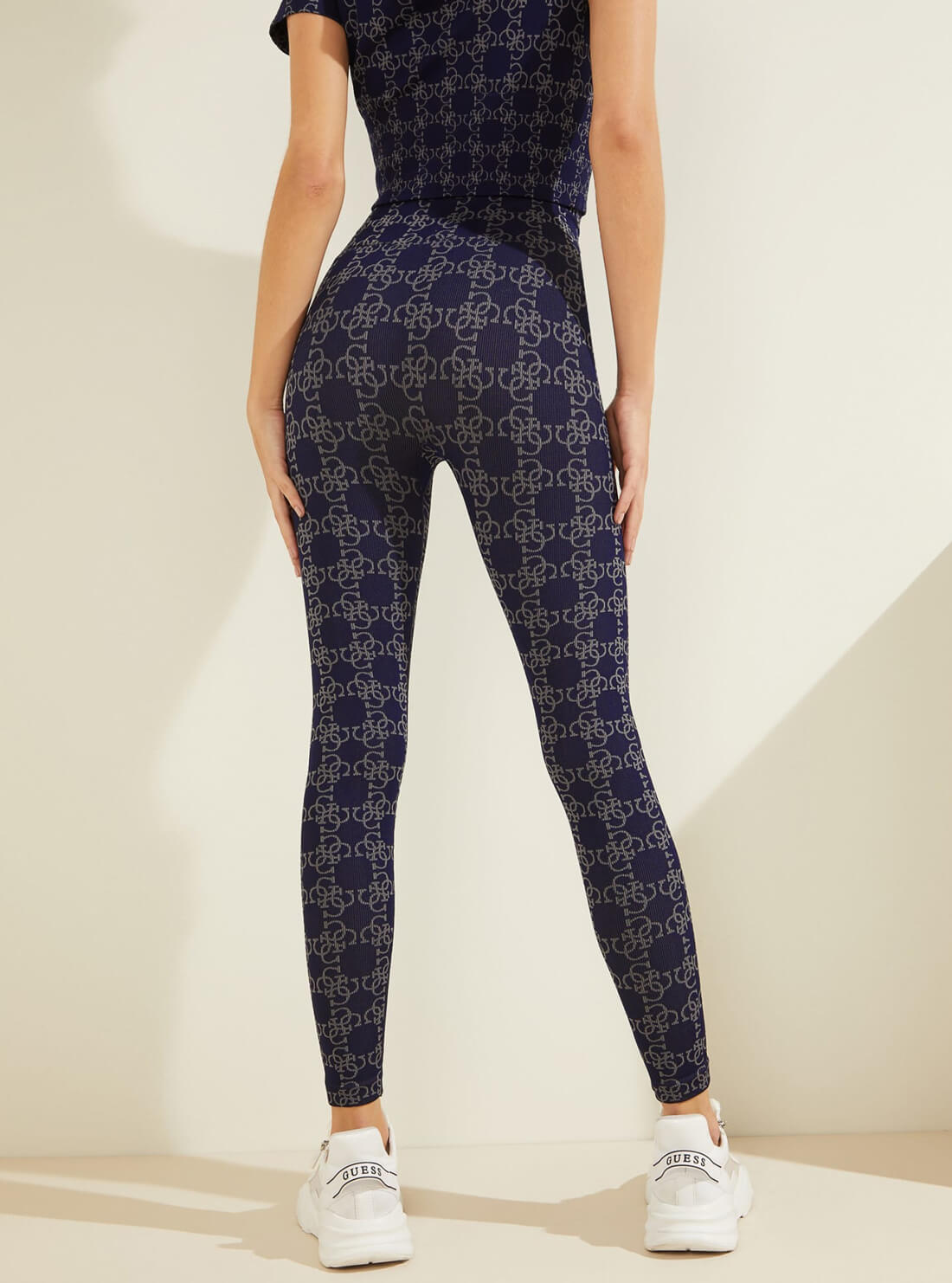 GUESS Womens  Navy Blue Active Della Leggings V2RB09ZZ04N Back View