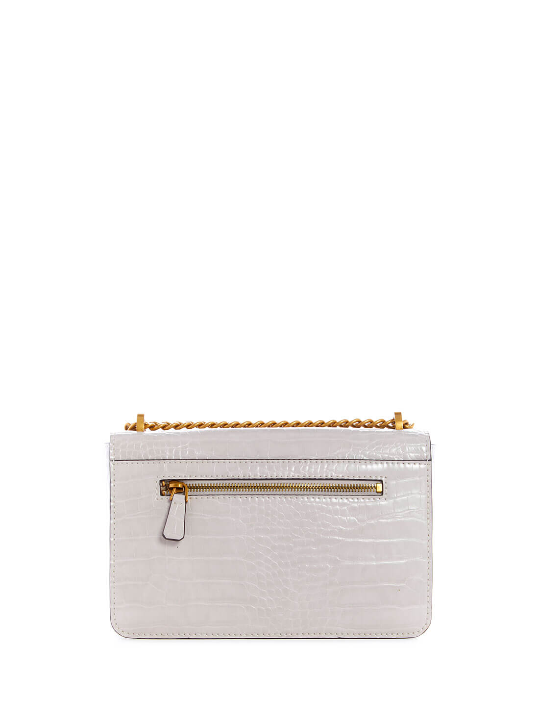 GUESS Womens  Stone White Hensely G Croc Convertible Crossbody Bag CB849619 Back View