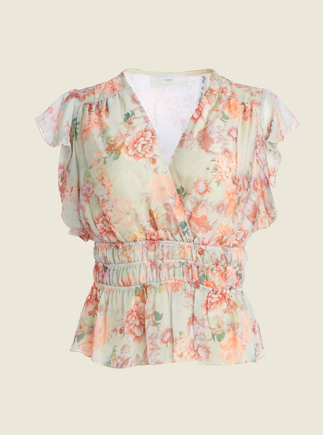 GUESS Womens Pink Multi Joandra Top W2GR45Z2YJ2 Ghost Front View