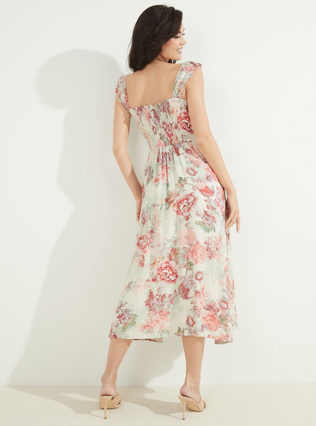 GUESS Womens Pink Multi Susanna Midi Dress W2GK57WEKC0 Back View