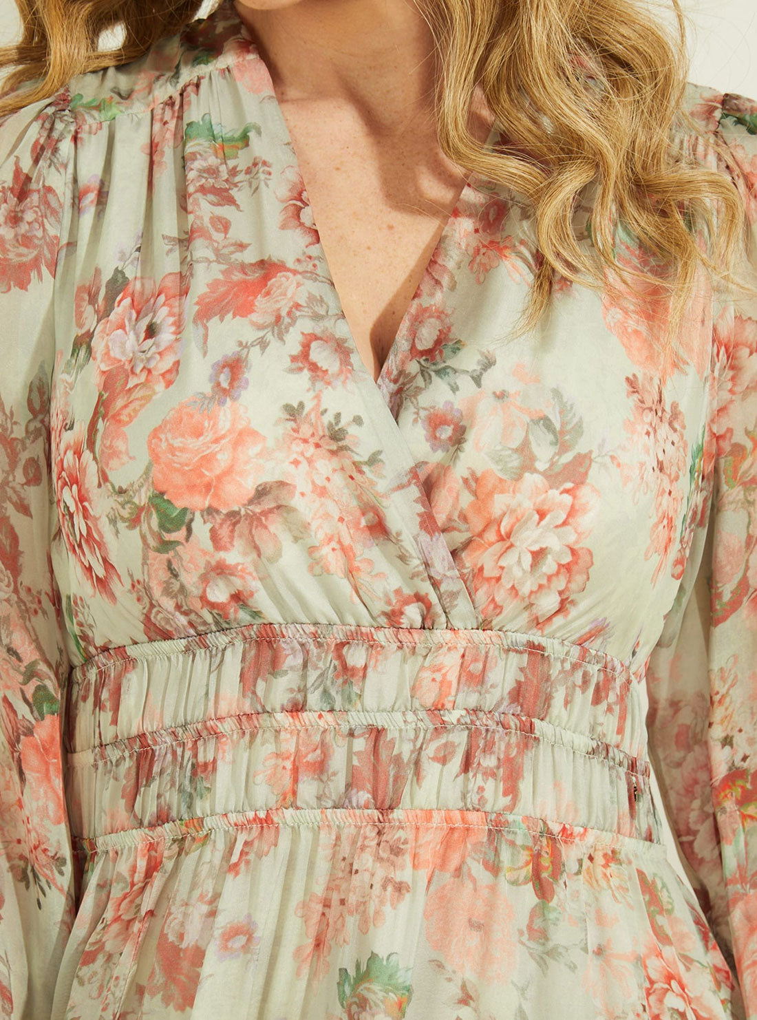 GUESS Womens Pink Floral Tamara Maxi Dress W2GK44WEJV0 Detail View
