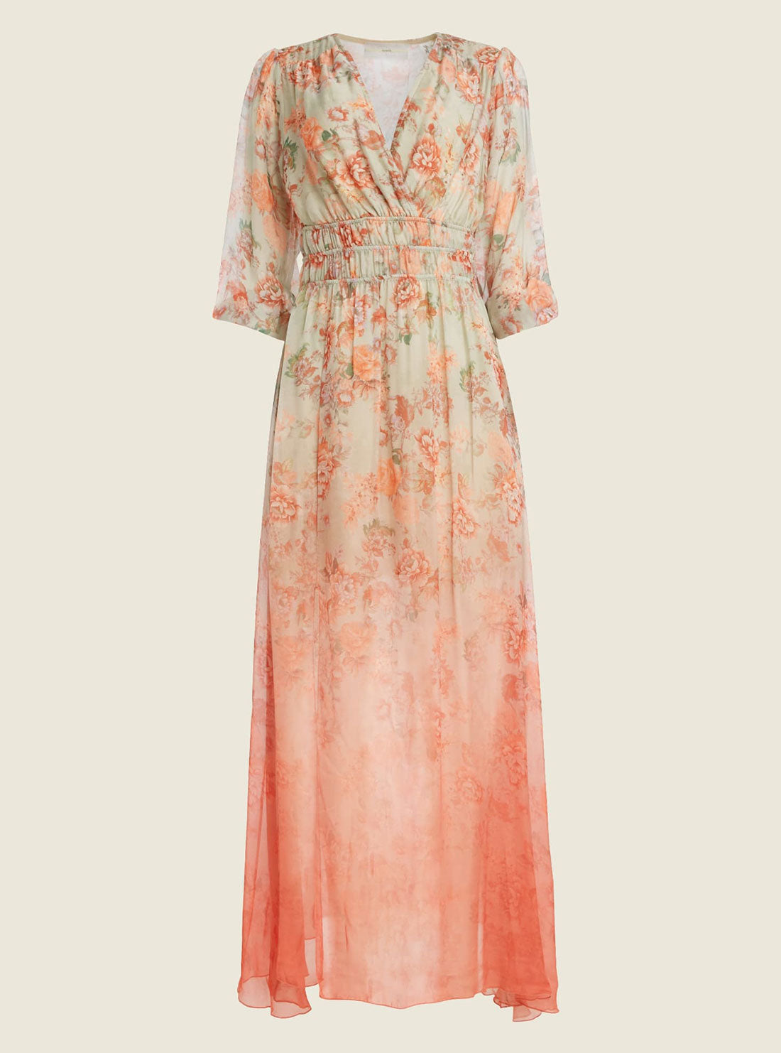 GUESS Womens Pink Floral Tamara Maxi Dress W2GK44WEJV0 Ghost Front View