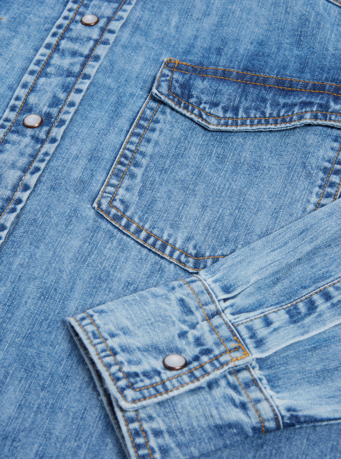 GUESS Womens Sexy Western Denim Shirt In Utah Mid Wash W2RH14D14LA Front Detail View