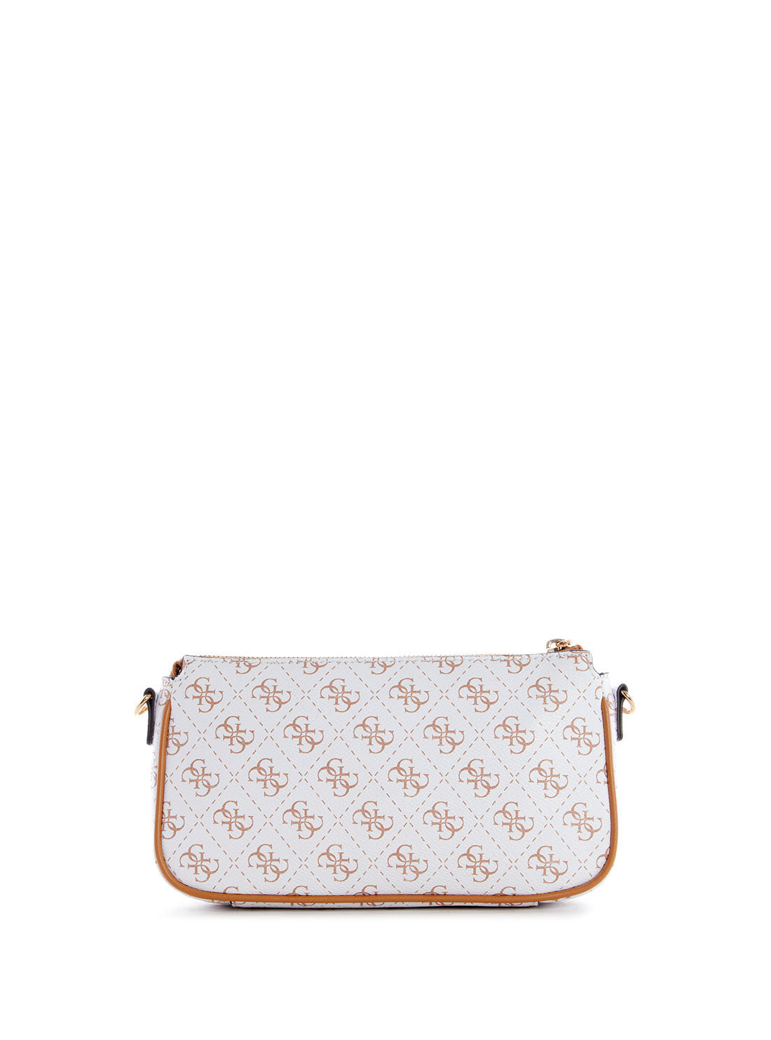 GUESS Womens White Caramel Kasinta Double Zip Crossbody Bag SG840570 Back View