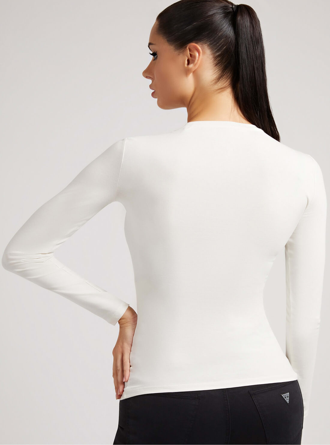 GUESS Womens White Chloe Logo T-Shirt W2RI32J1300 Back View