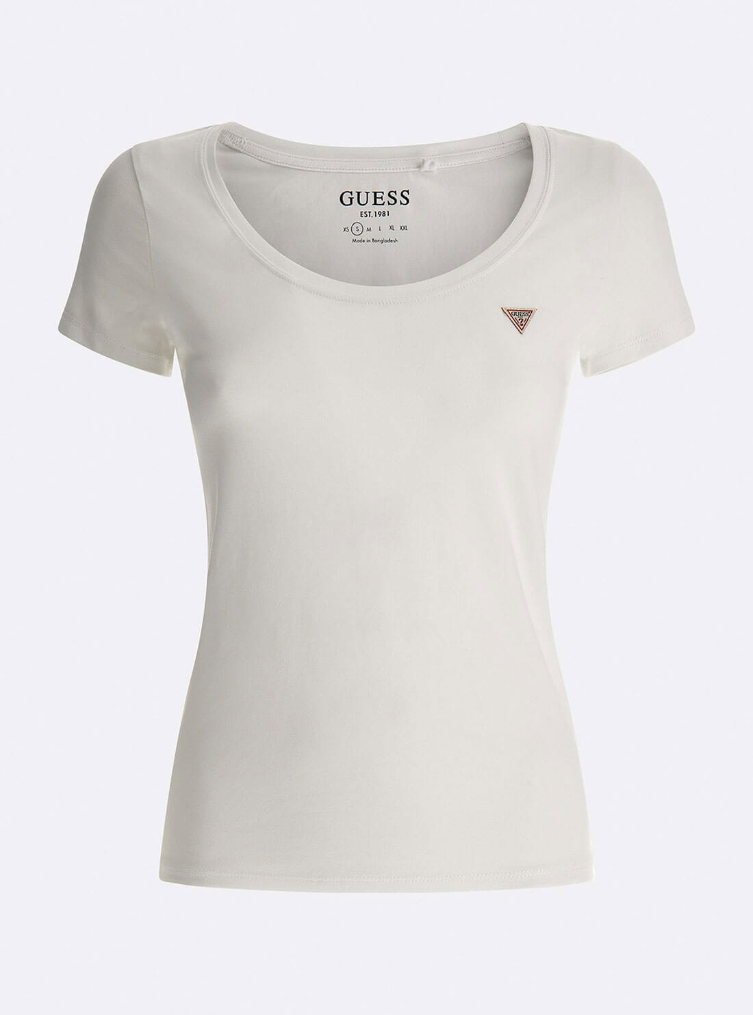 GUESS Womens Eco White Guess Scoop Neck Logo T-Shirt W2GI52KA0Q1 Ghost Front View