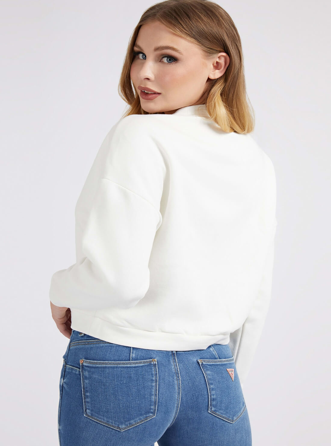 GUESS Womens Eco White Juliane Logo Jumper W2RQ00K9Z21 Back View