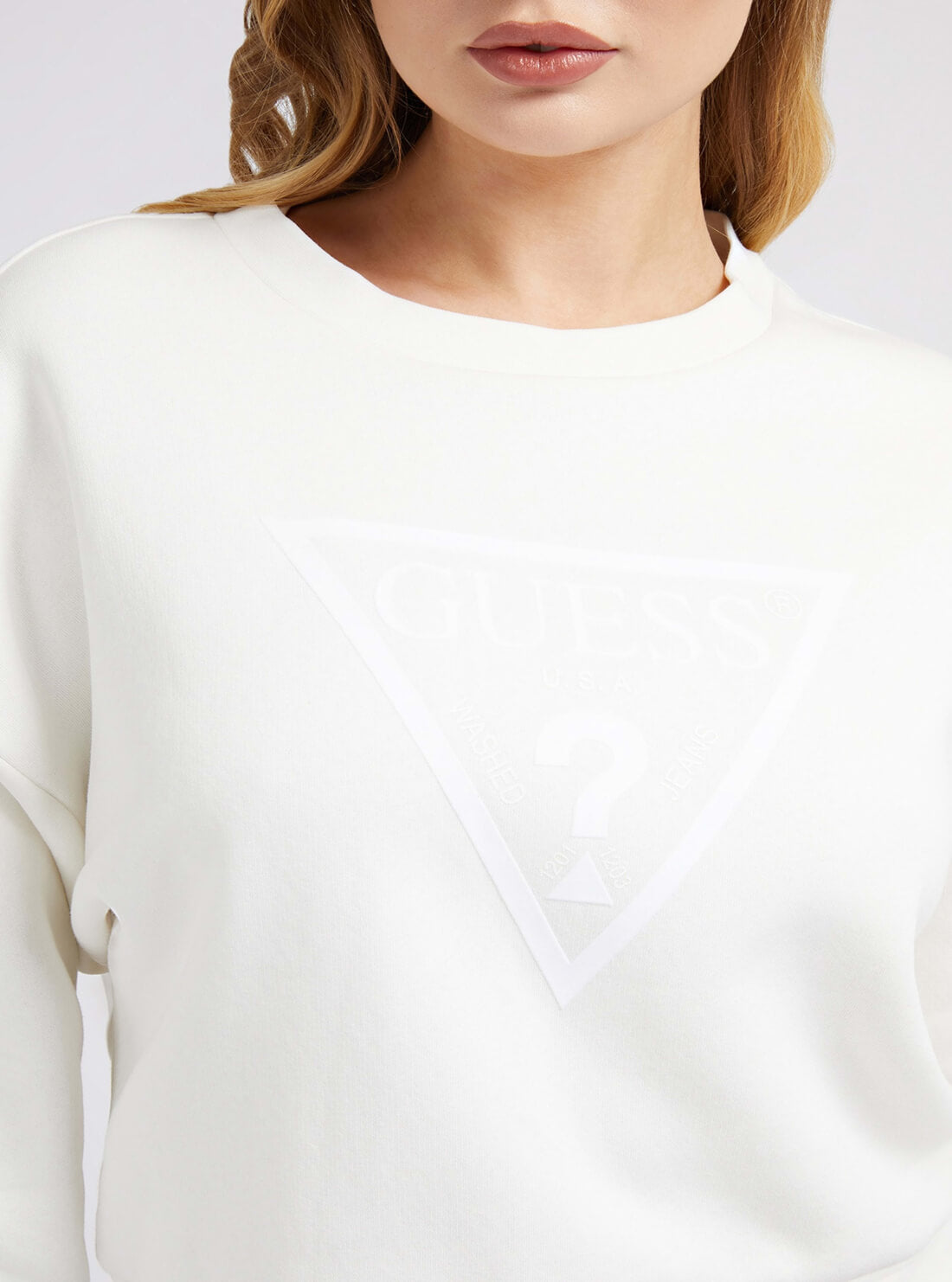 GUESS Womens Eco White Juliane Logo Jumper W2RQ00K9Z21 Detail View