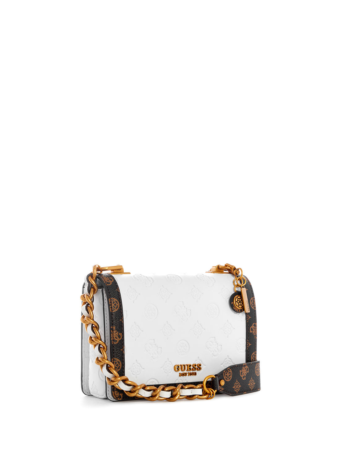 GUESS Womens  White Logo Abey Crossbody Bag PB855821 Front Side View
