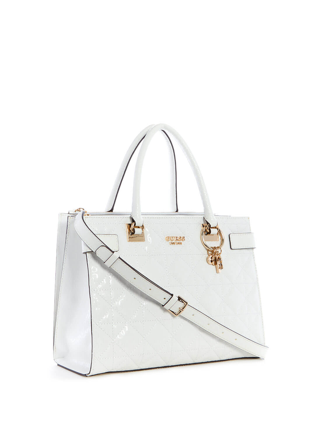 GUESS Womens White Malia Society Satchel GG848806 Side View