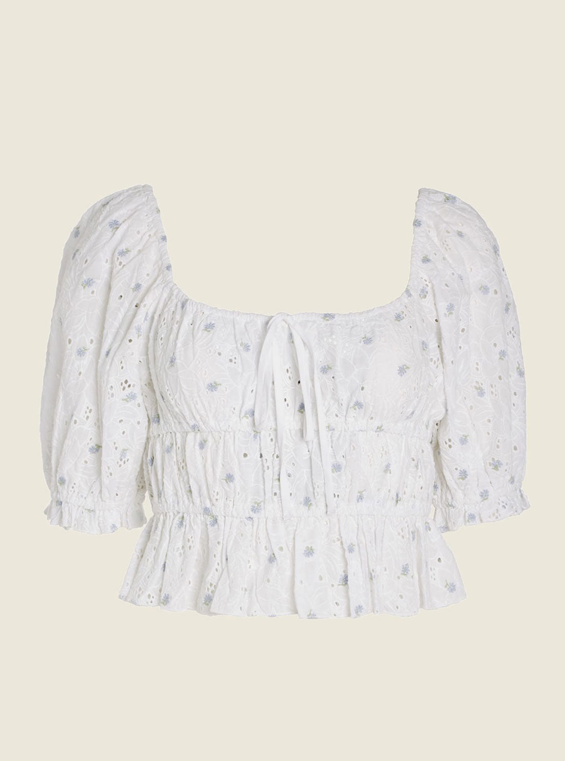 GUESS Womens White Multi Lulu Top W2GH39WEIV0 Front Ghost View