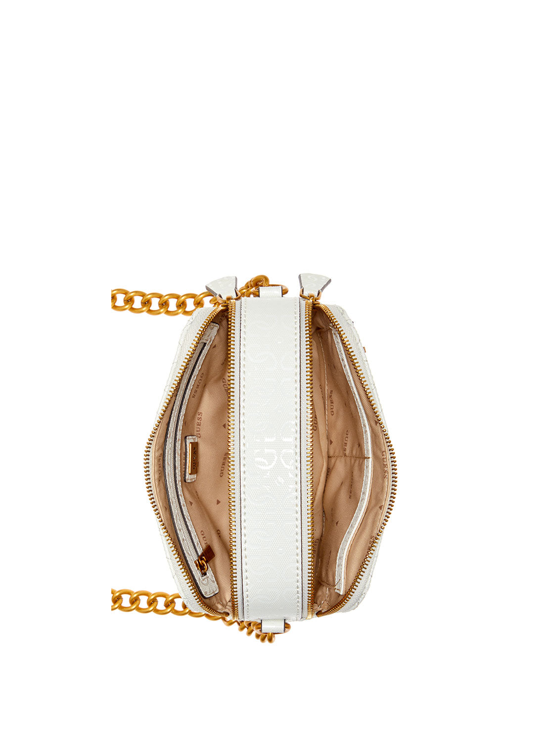 GUESS Womens White Noelle Crossbody Camera Bag GI787914 Inside View